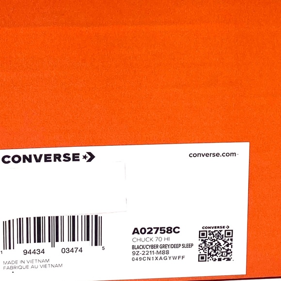 Converse Chuck 70 High For Men Casual Shoes Black Gray Canvas Sneakers A02758C - Picture 8 of 9